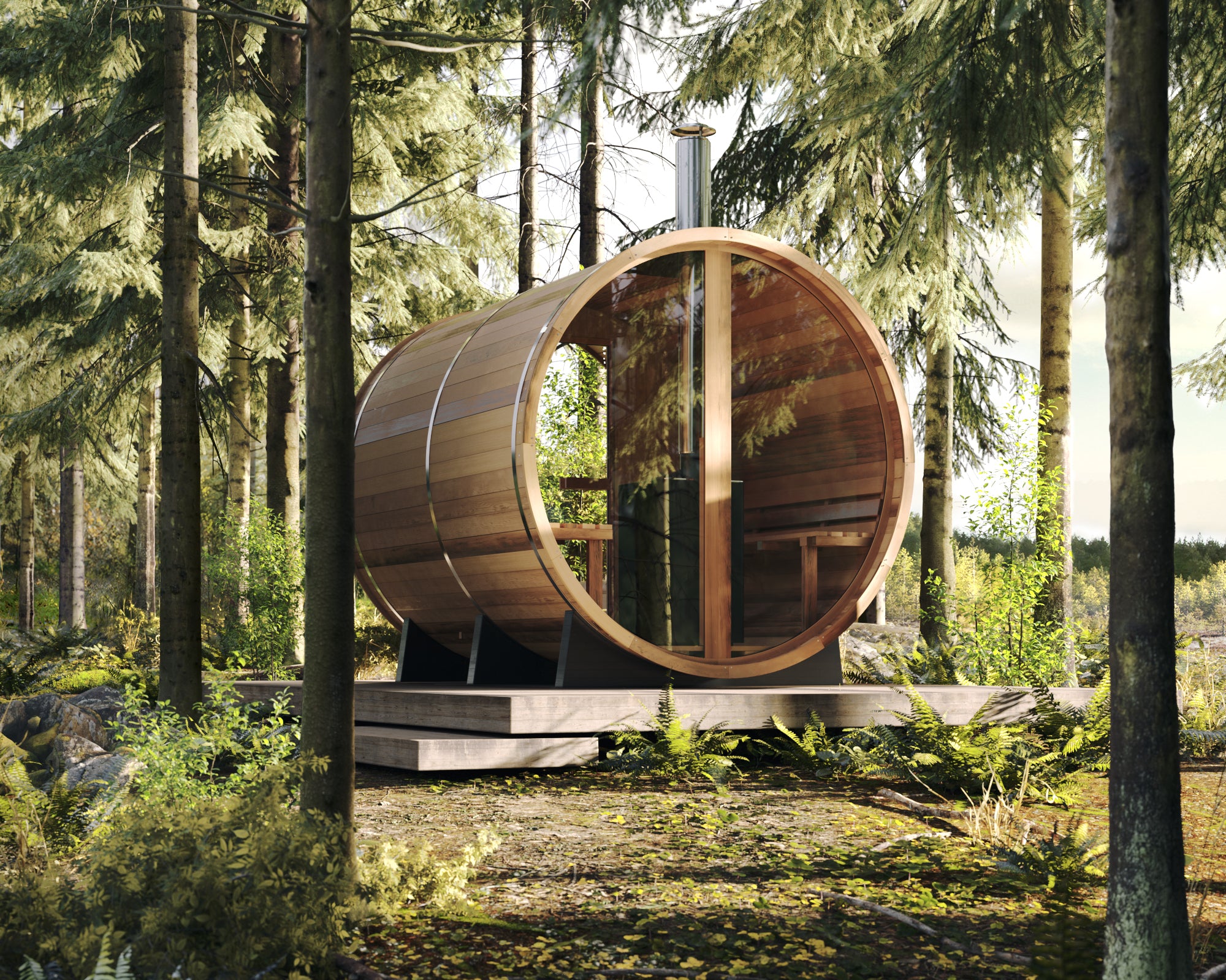 Barrel Sauna - PanoramaView with Porch, 6 Person